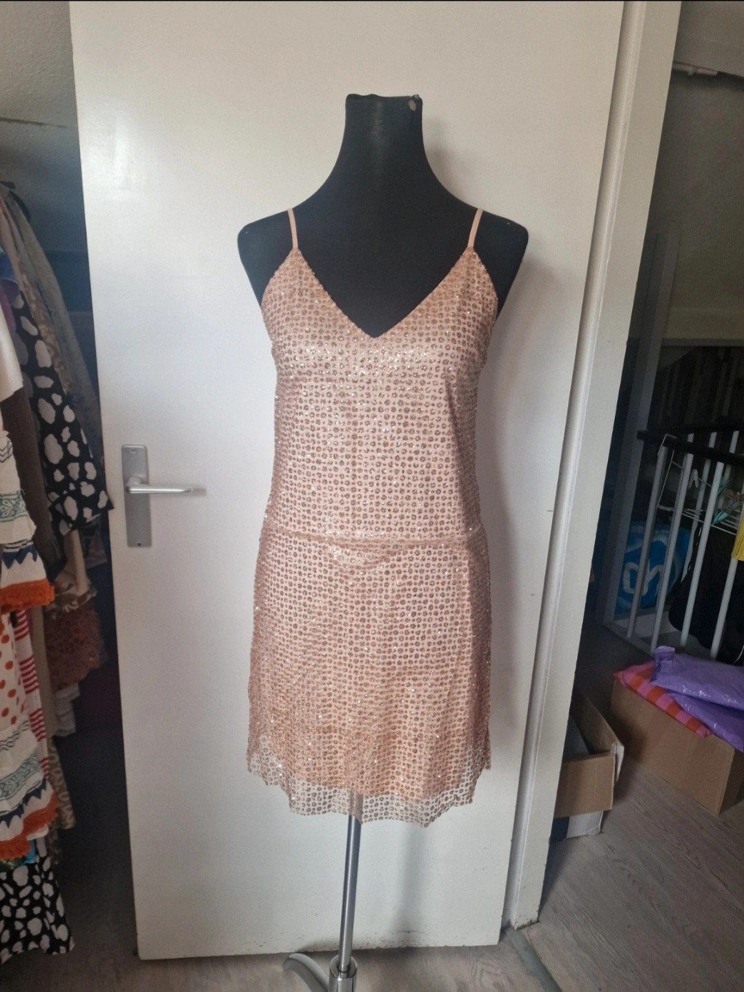 Glitter jurk golden days nieuw maat s, Maat 38/40 (M), Zwart, Nieuw, Ophalen of Verzenden