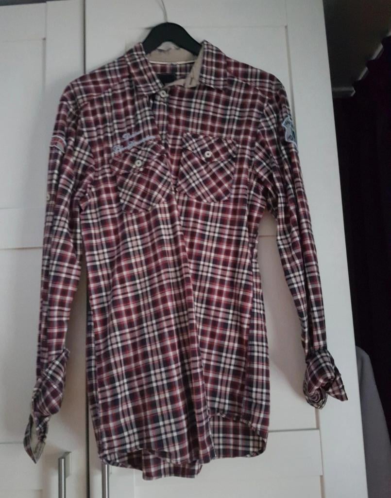 Heren blouse lange mouw, blouses Jack & Jones M, Ophalen of Verzenden, Zo goed als nieuw, Blauw