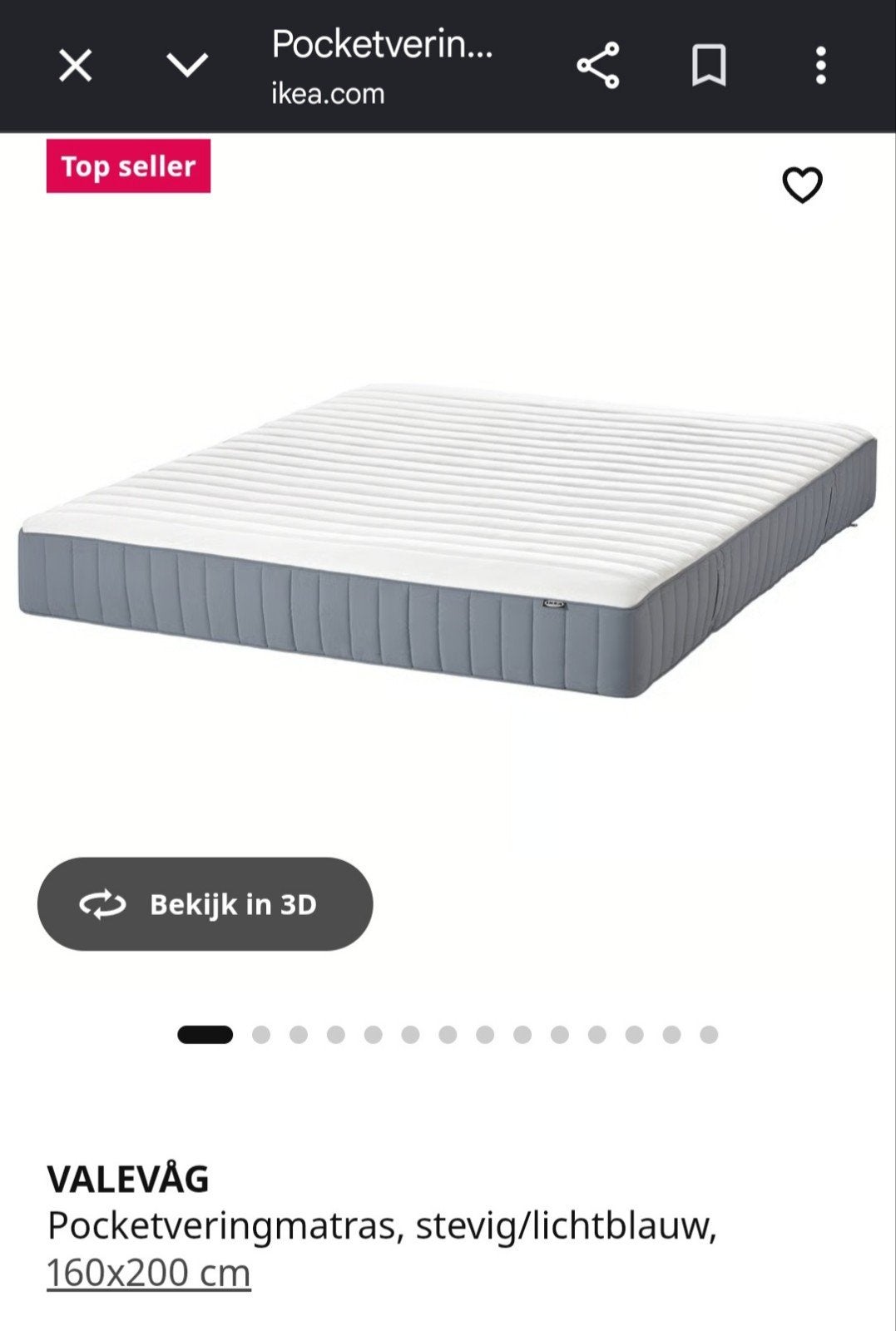 IKEA VALEVÅG Matras 160x200 stevig, z.g.a.n., Huis en Inrichting, Slaapkamer | Matrassen en Bedbodems, Tweepersoons, Ophalen of Verzenden