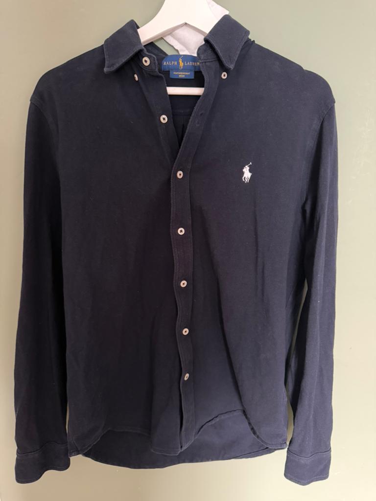 Ralph Lauren mesh overhemd/shirt M, Kleding | Heren, Overhemden, Ophalen of Verzenden, Zo goed als nieuw, Blauw, Halswijdte 41/42 (L)