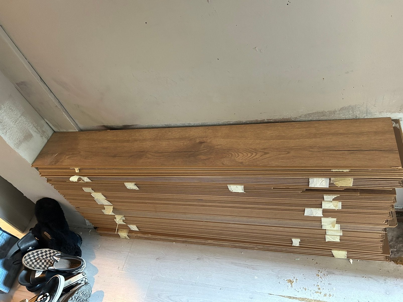 Laminaat hout kleur, Doe-het-zelf en Verbouw, Ophalen, Gebruikt, Minder dan 25 mm, Pallet