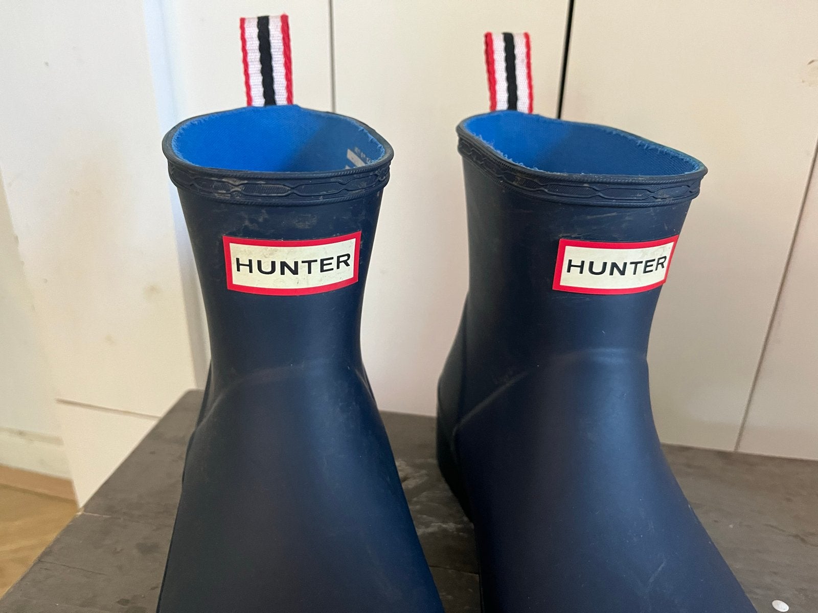 Hunter regenlaarzen kort model mt 36, Blauw, Ophalen of Verzenden, Regenlaarzen, Zo goed als nieuw