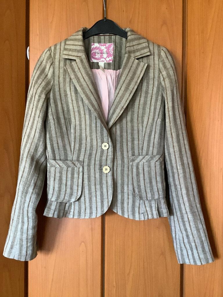 Supergave linnen blazer/jasje van merk Vanilia, maat 36., Bruin, Vanilia, Ophalen of Verzenden, Zo goed als nieuw