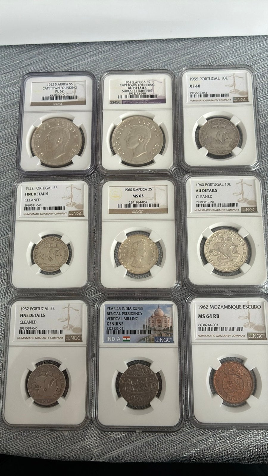 9 NGC geslabde zilveren munten - diverse landen, Ophalen of Verzenden, Overige landen, Setje, Zilver