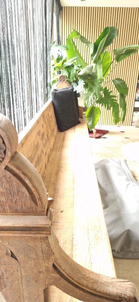 kerkbank met Franse zijpanelen, Antiek en Kunst, Antiek | Meubels | Stoelen en Banken, Ophalen
