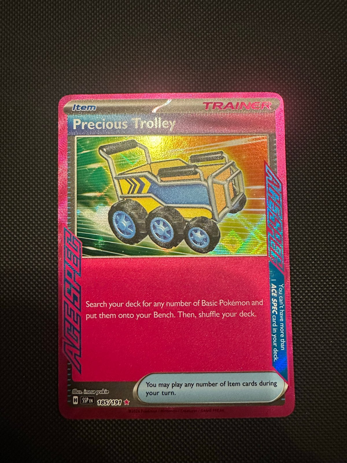 Precious Trolley 185/191 pokemon kaart, Ophalen, Zo goed als nieuw, Losse kaart, Foil