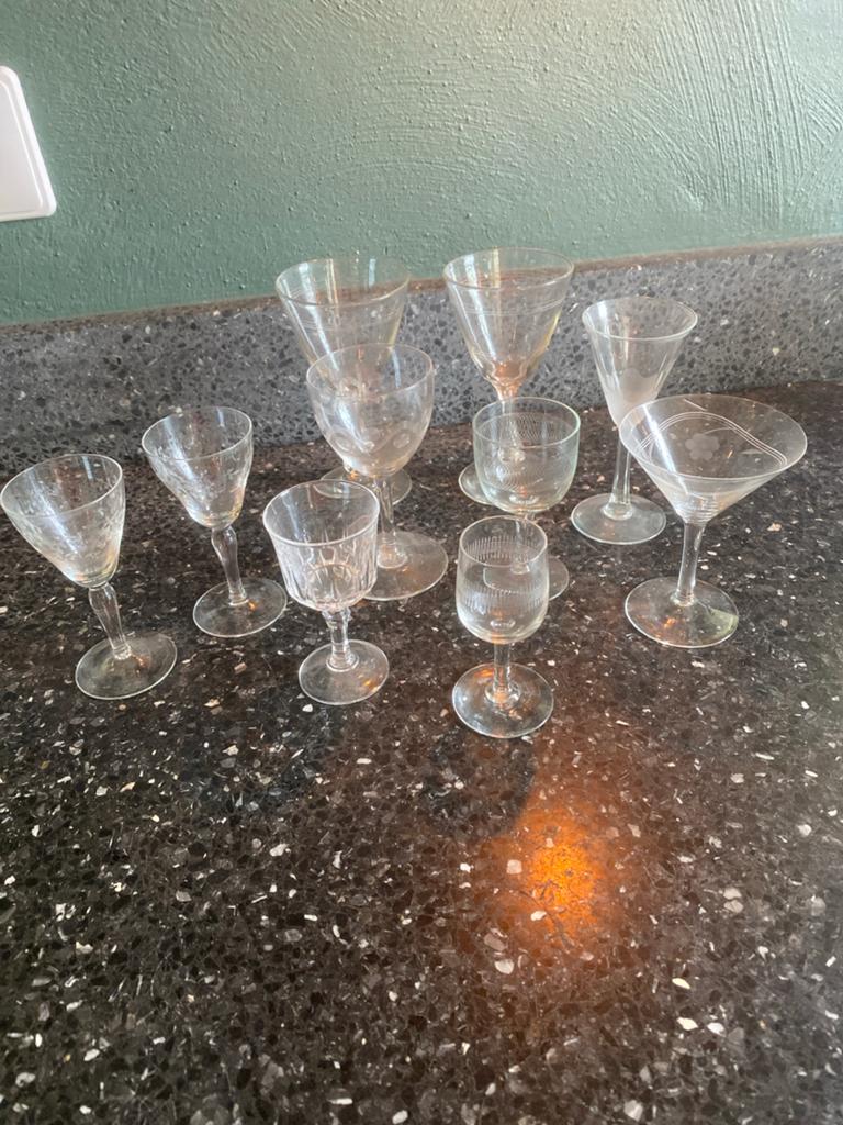 Set van 10 antieke glaasjes - diverse modellen, Verzamelen, Glas en Borrelglaasjes, Ophalen of Verzenden, Zo goed als nieuw