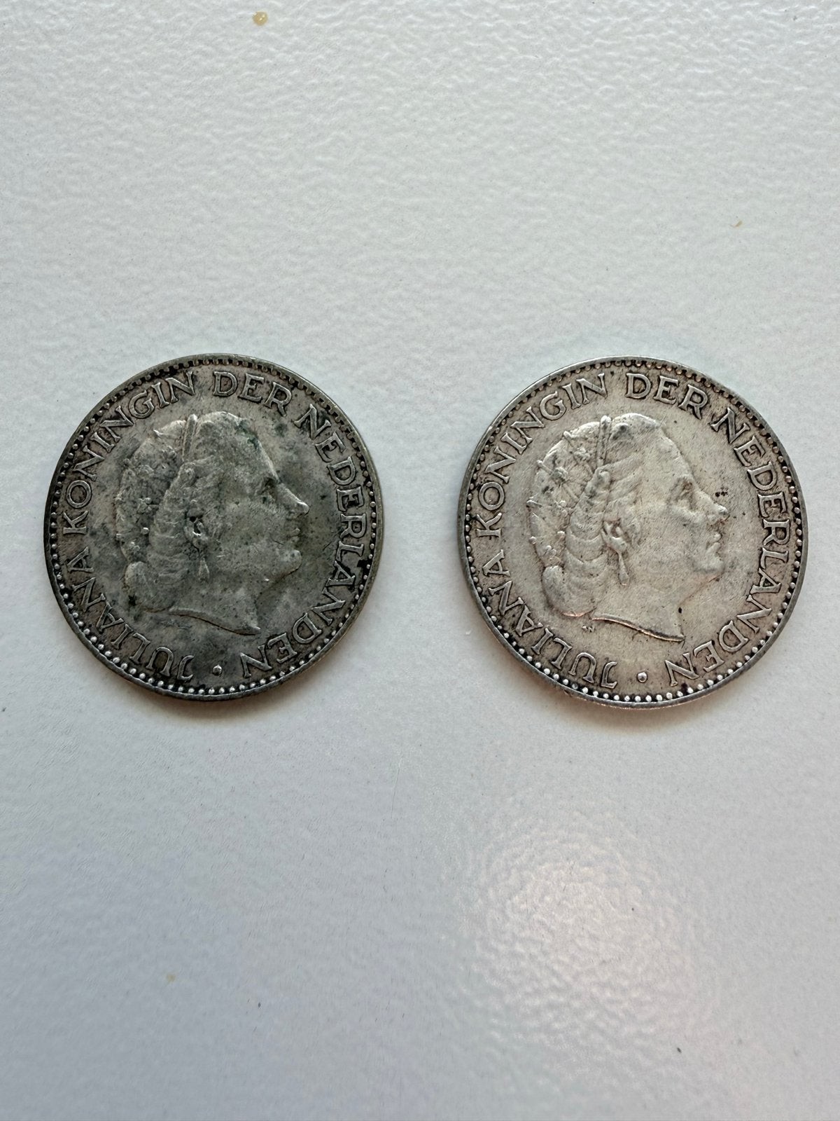 2x 1 Gulden Koningin Juliana 1956 Zilveren Munt, Postzegels en Munten, Munten | Nederland, 1 gulden, Koningin Juliana, Zilver