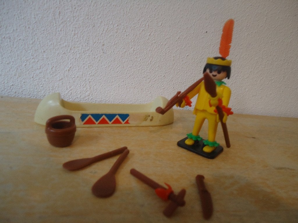 Vintage set van Playmobil 3352 Indiaan met kano, Ophalen of Verzenden, Gebruikt, Complete set
