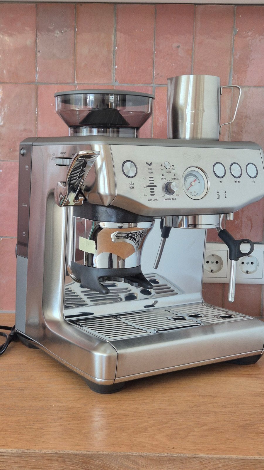 Sage Barista Express Impress RVS, Ophalen of Verzenden, Zo goed als nieuw, Espresso apparaat