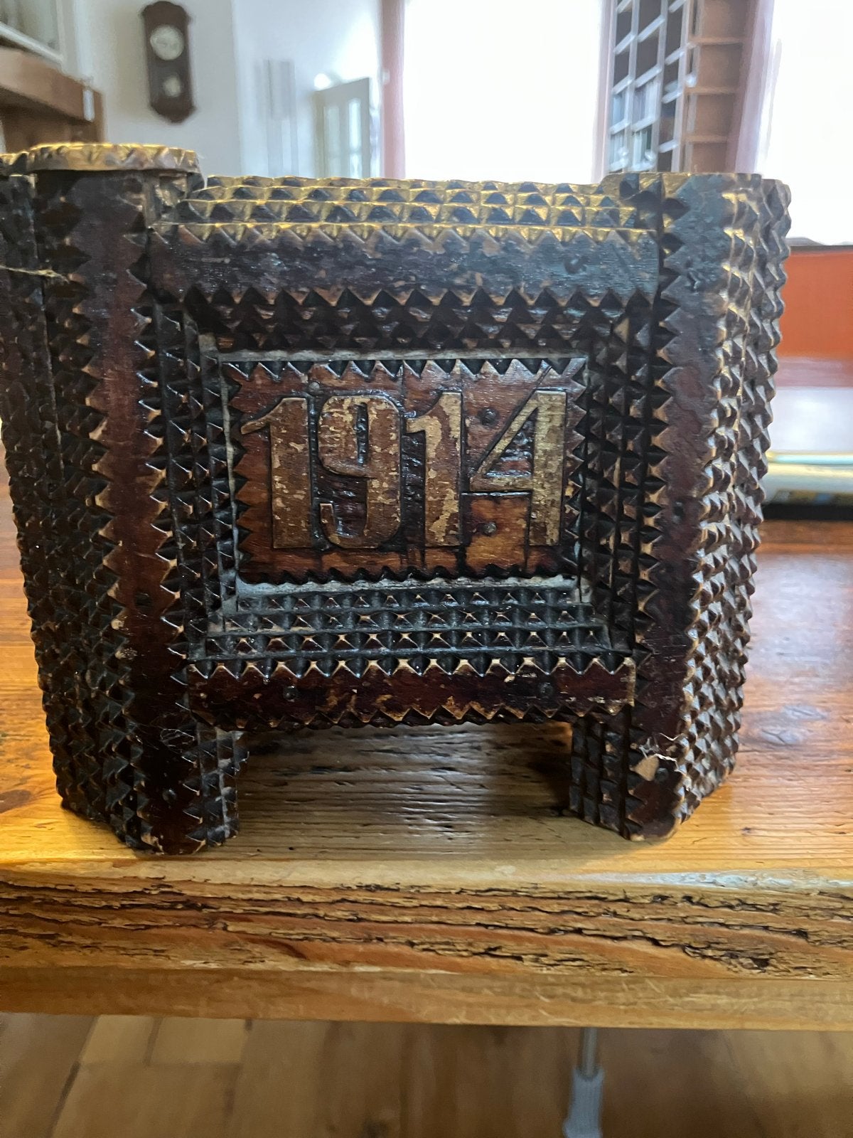Antieke houten doos uit 1914 - Uniek handwerk, Ophalen