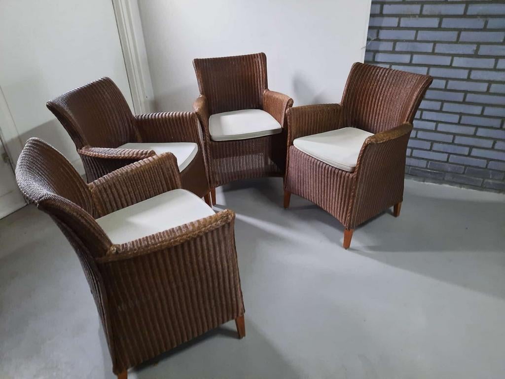Prachtige Jan des Bouvrie stoelen S.M van slootstra + tafel, Huis en Inrichting, Stoelen, Ophalen, Zo goed als nieuw, Bruin
