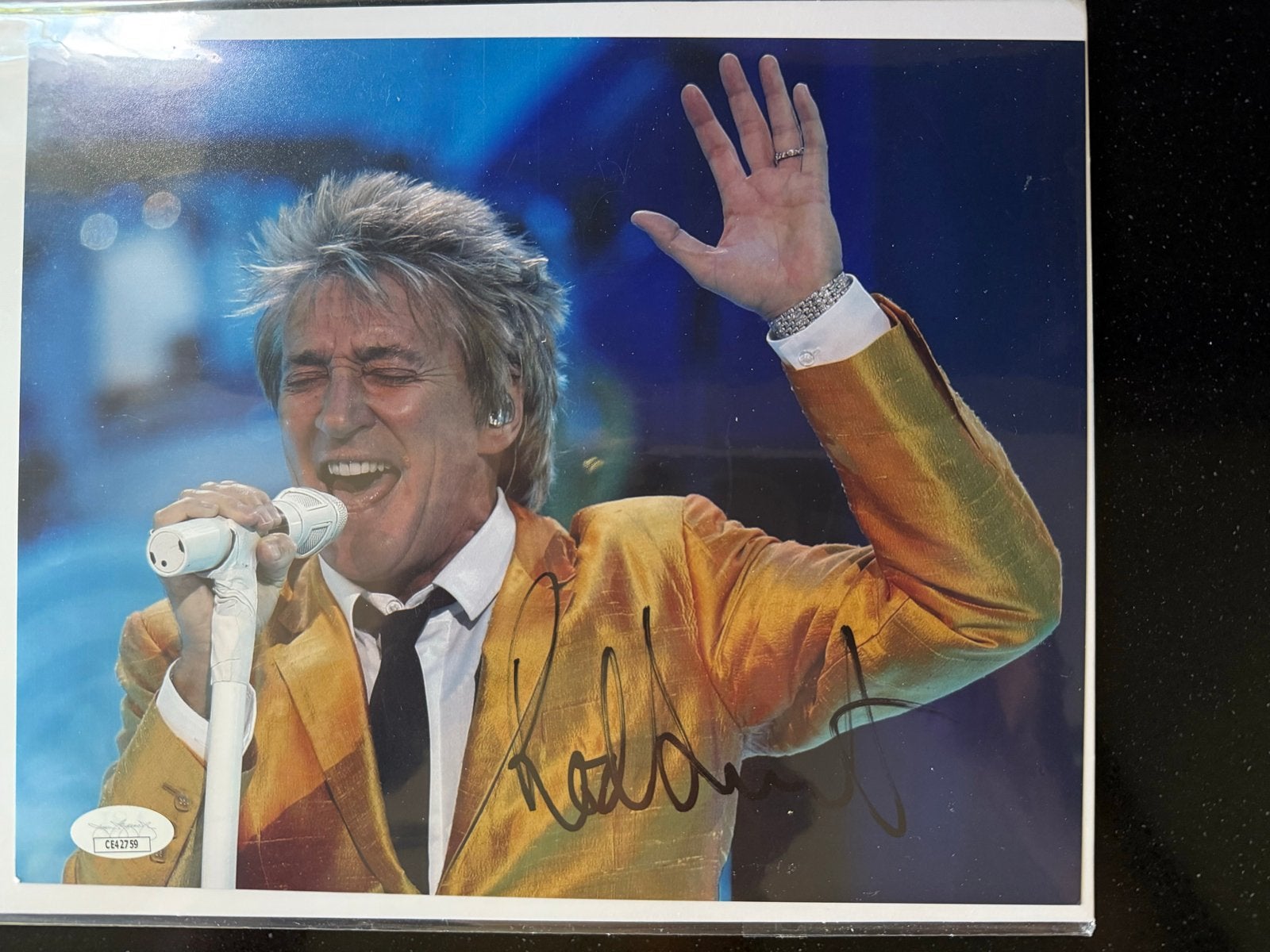 Gesigneerde foto Rod Stewart (JSA gecertificeerd), Ophalen of Verzenden, Nieuw, Foto of Kaart, Gesigneerd