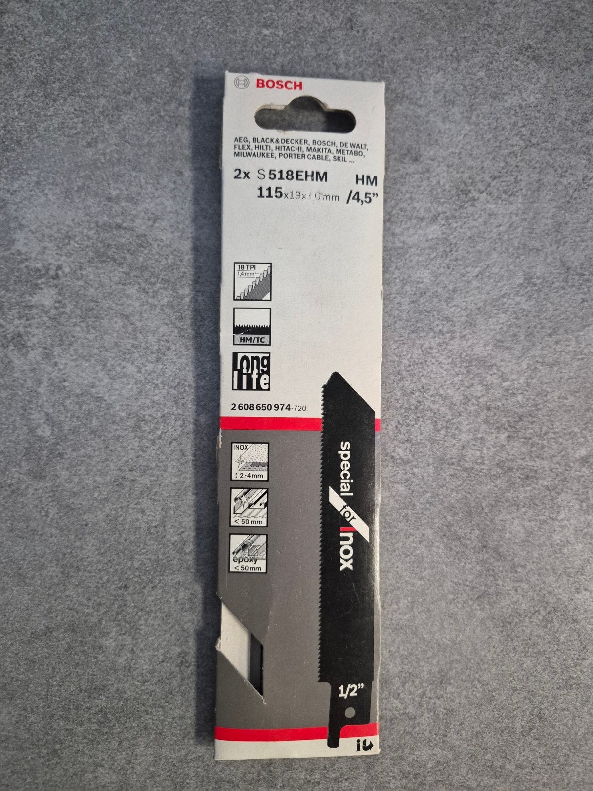 Bosch Reciprozaagbladen S518EHM HM/TC Long Life voor Inox, Ophalen of Verzenden, Nieuw, Reciprozaag, Bosch