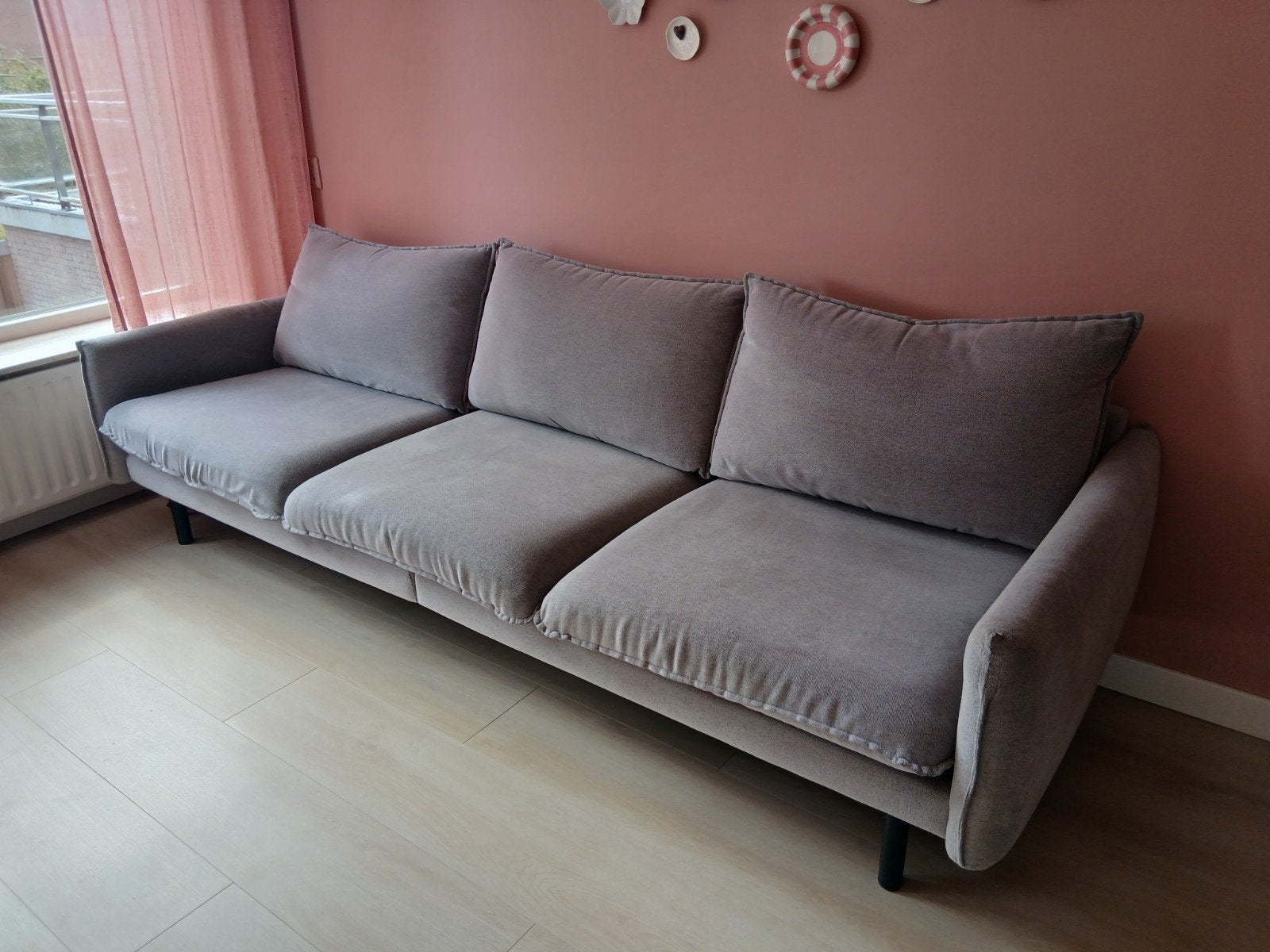 GRATIS OPHALEN! grijze bank - 2.60m, Huis en Inrichting, Ophalen, Gebruikt, Stof