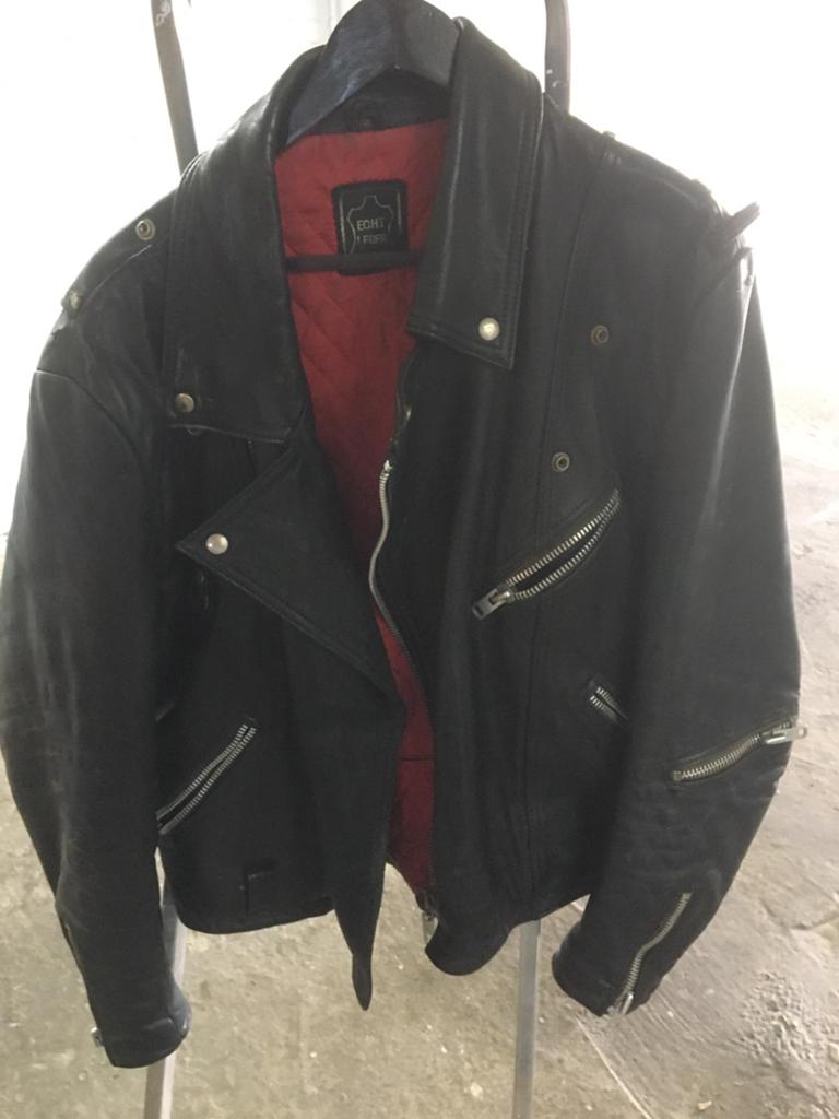 Leer jas/motor Vintage/maat L, Ophalen, Tweedehands, Jas | leer