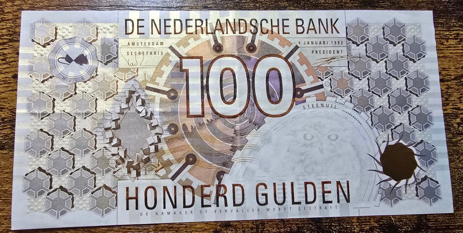 Zeldzaam biljet: 100 Gulden Steenuil uit 1992, Postzegels en Munten, Bankbiljetten | Nederland, Ophalen of Verzenden