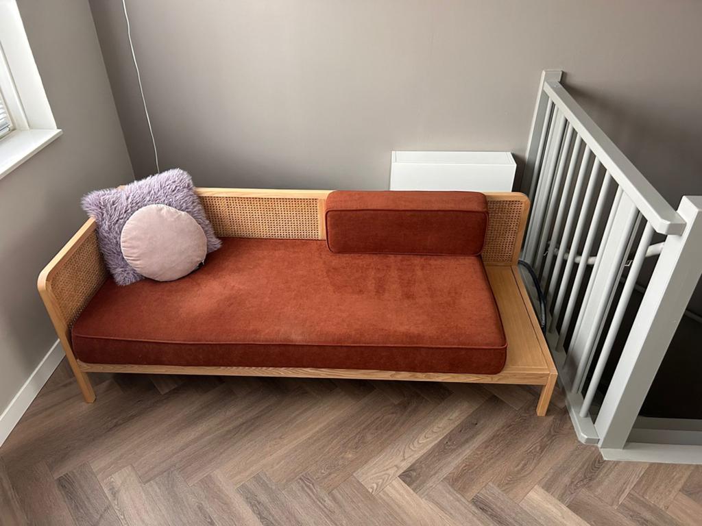 Stijlvolle Daybed met Rotan en Kussen - 192x76x40 cm, Eenpersoons, 150 tot 200 cm, 75 tot 100 cm, Ophalen of Verzenden