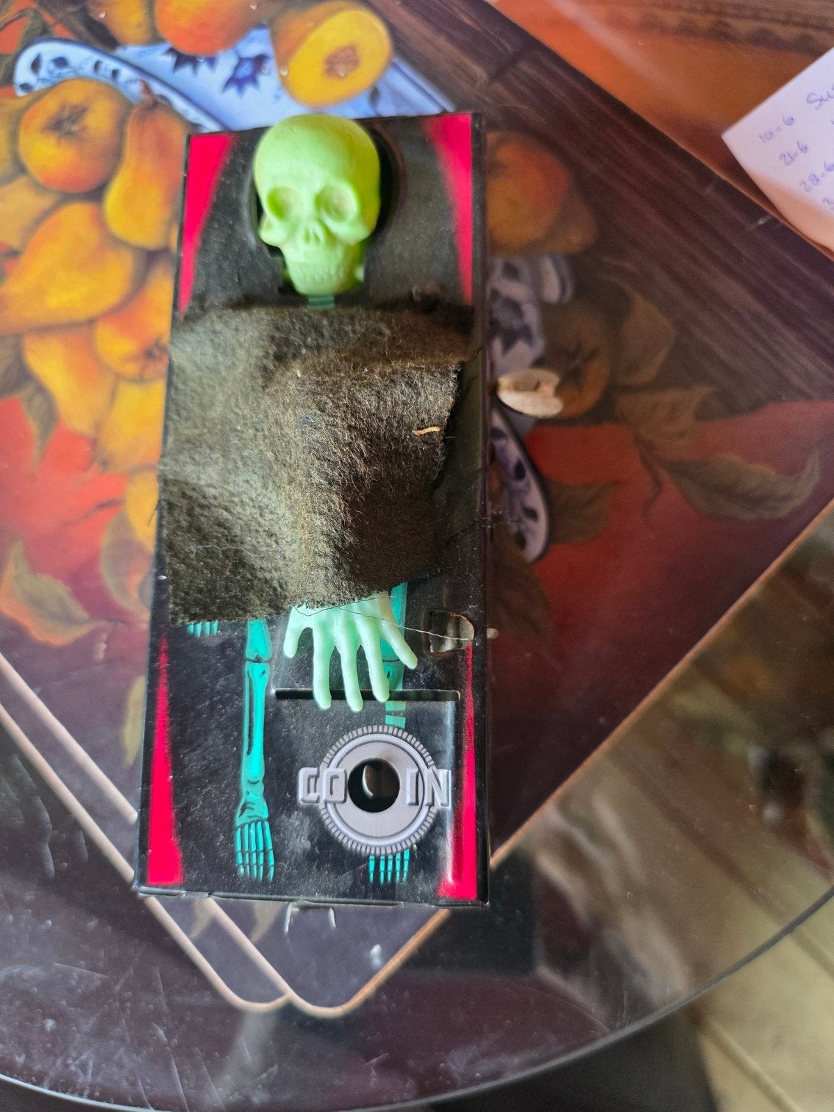 Vintage Spookachtige Skelet Munt Spaarpot, Ophalen of Verzenden, Gebruikt