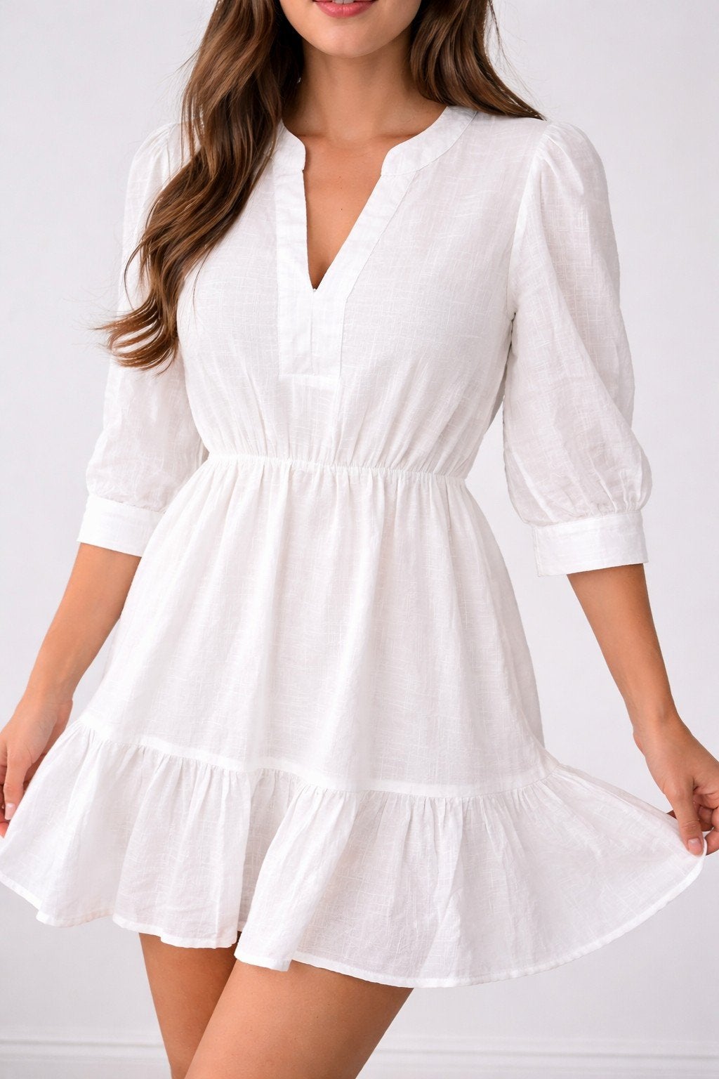 Witte zomerjurk met ruches, Maat 38/40 (M), Zeeman, Wit, Nieuw