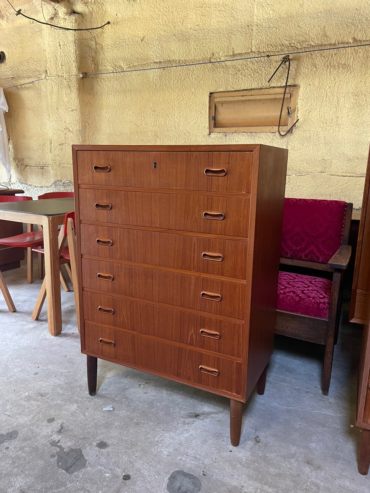 Vintage Deens design ladekast Deense retro teak, Ophalen, Gebruikt, 100 tot 150 cm, 50 tot 100 cm