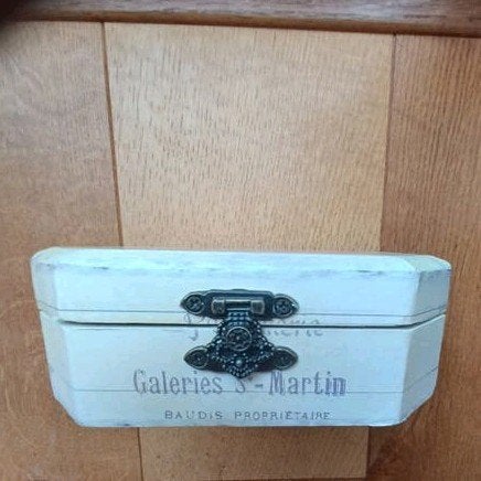 Decoratieve houten doos met vintage print, Ophalen of Verzenden