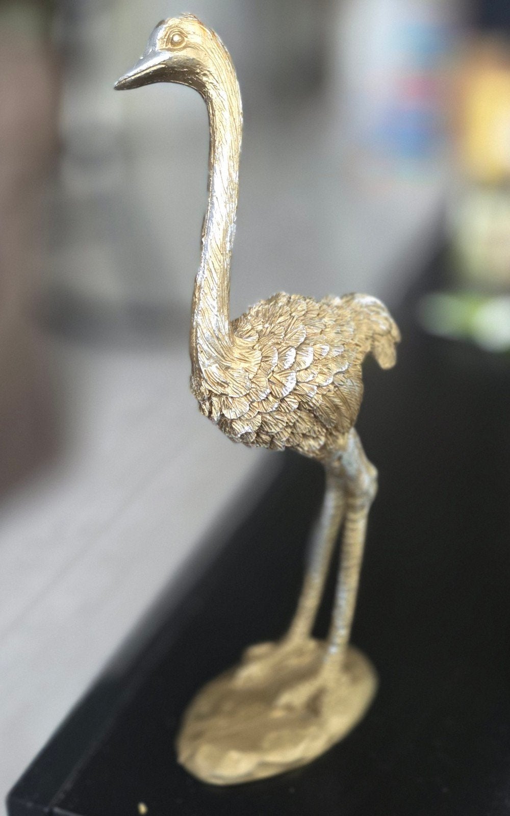 Gouden Struisvogel Beeldje - Decoratief Woonaccessoire, Ophalen of Verzenden, Zo goed als nieuw, Goud, Modern