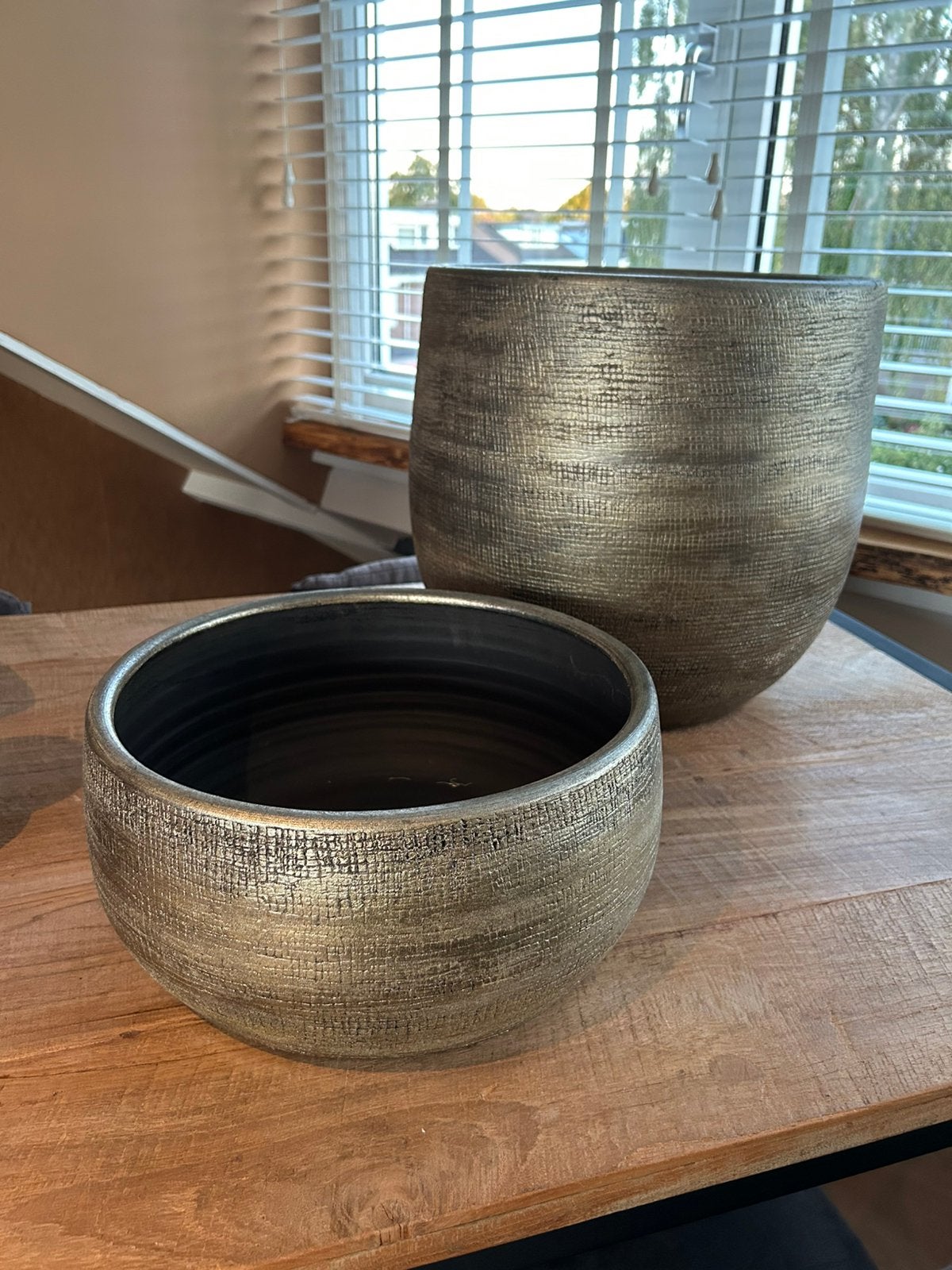 Schaal en pot voor kamerplanten, Tuin en Terras, Ophalen, Steen, Minder dan 30 cm, Rond