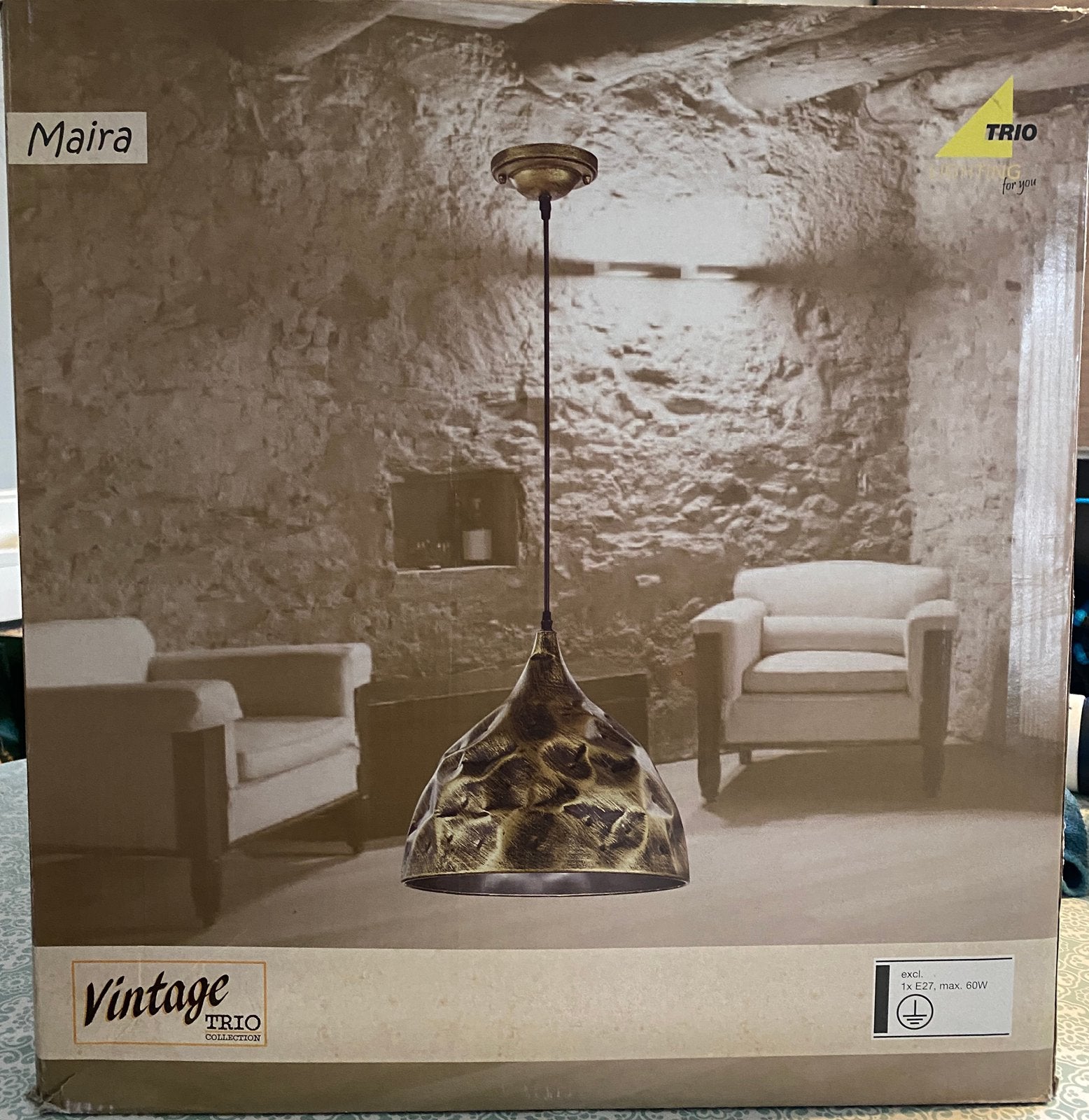 Vintage hanglamp antiek koper - Maira, Ophalen