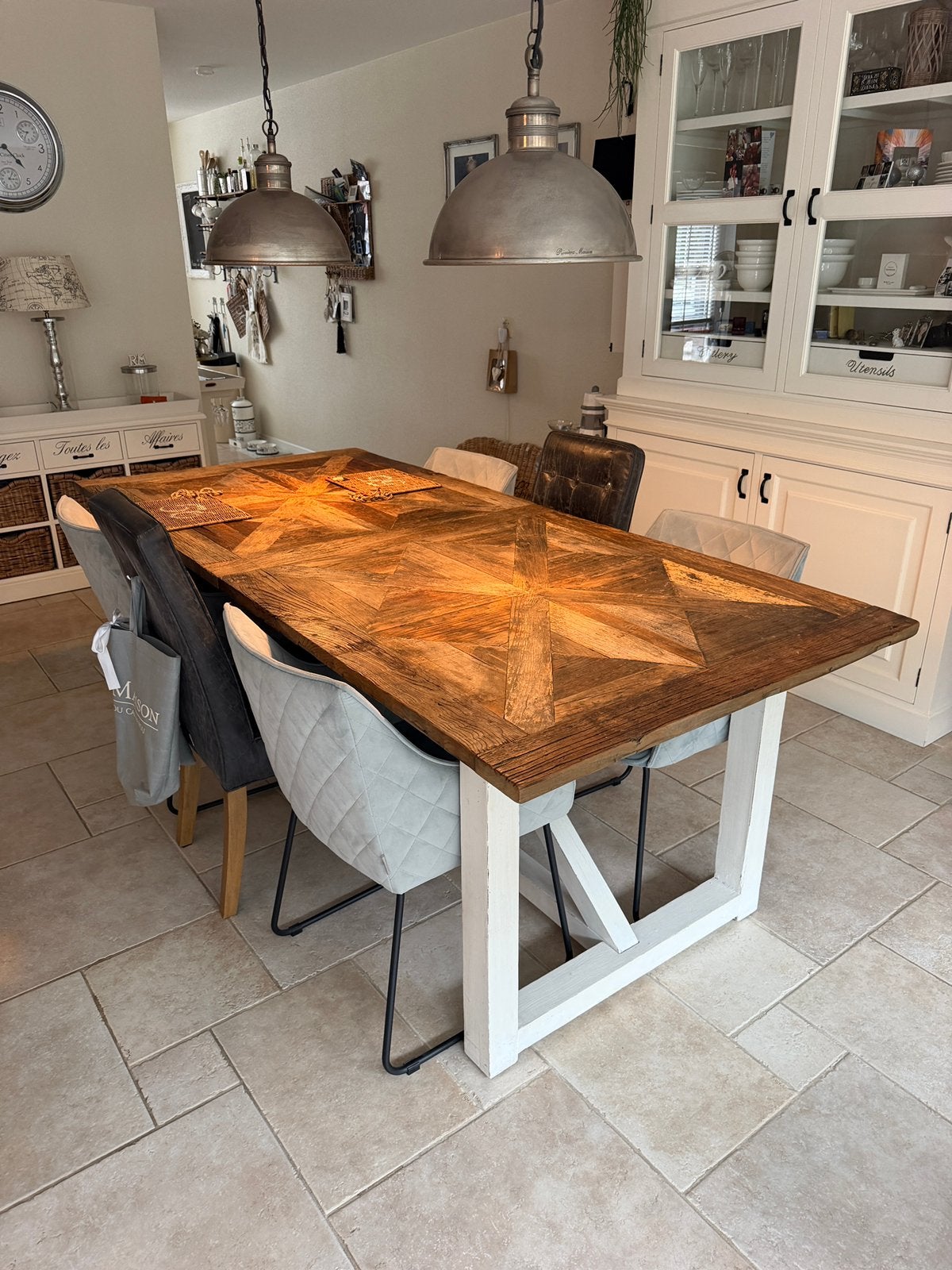 Rivièra Maison Complete Eethoek – Eettafel met 6 Stoelen, Ophalen, Zo goed als nieuw, Landelijk, 4 tot 6 stoelen