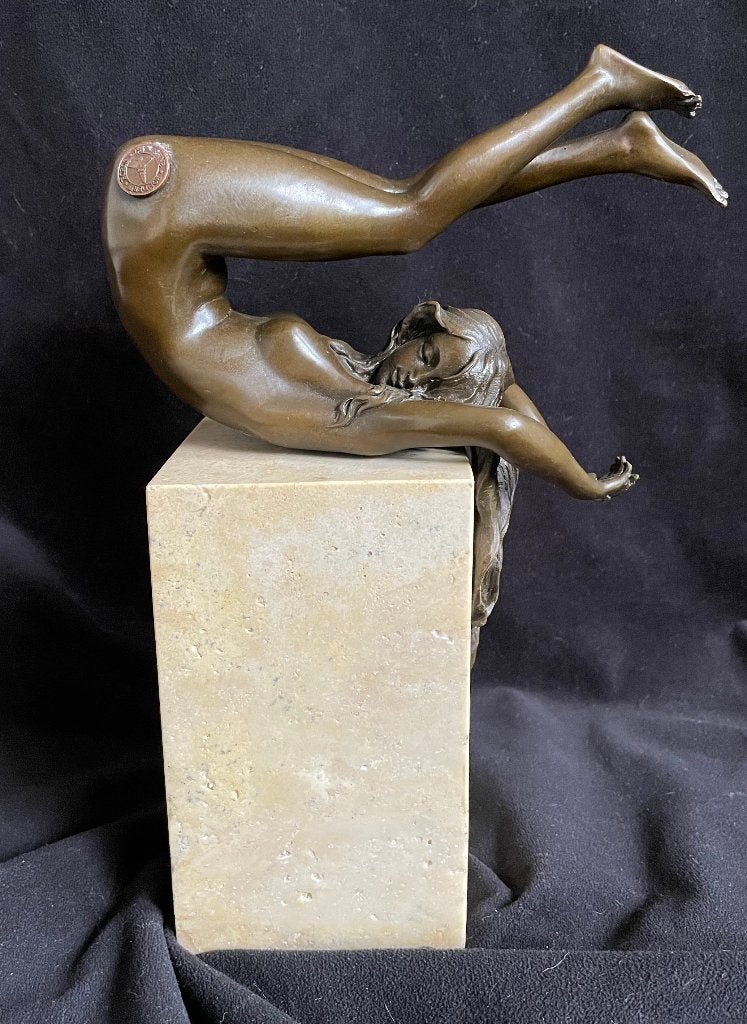 Bronzen naakte dame, Claude/stempel 27cm hoog zuiver brons, Antiek en Kunst, Ophalen of Verzenden