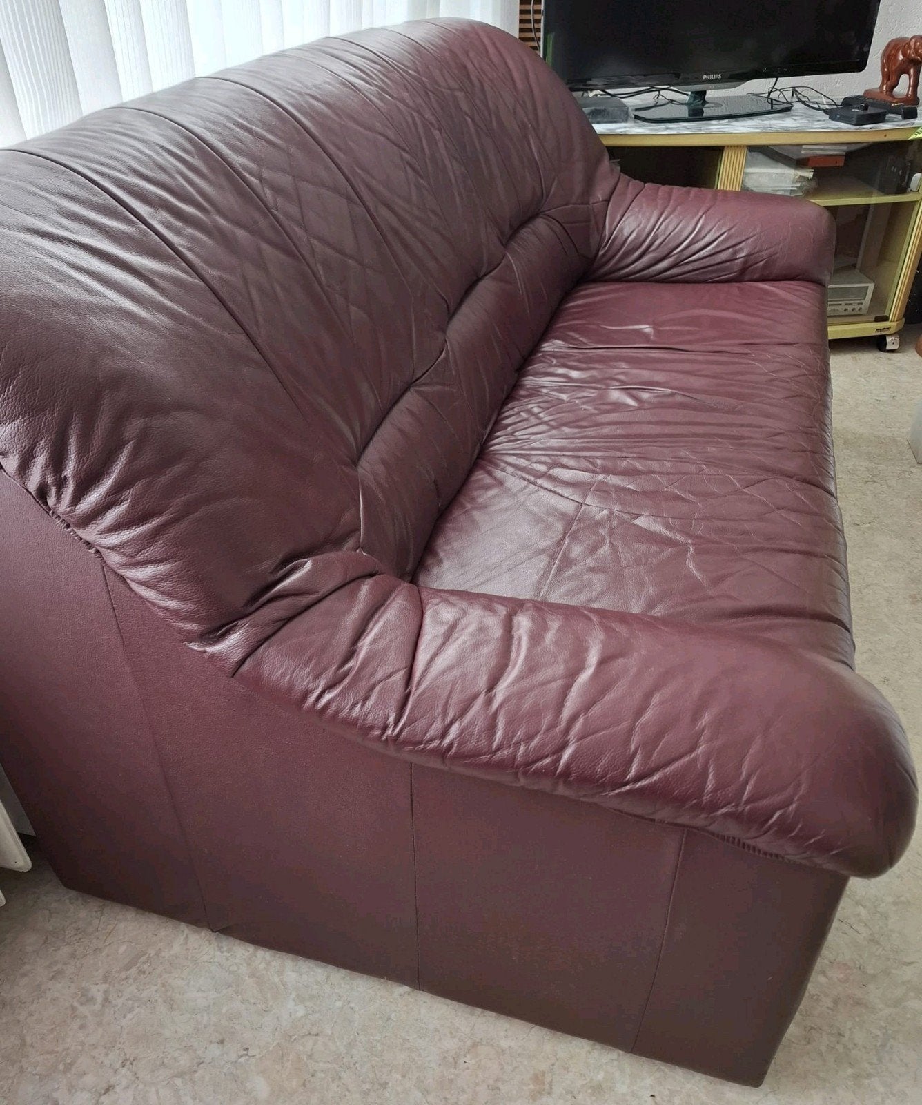 Een 2 en een 3 zitter leren bankstel, Huis en Inrichting, Ophalen, Gebruikt, Tweepersoons, 75 tot 100 cm