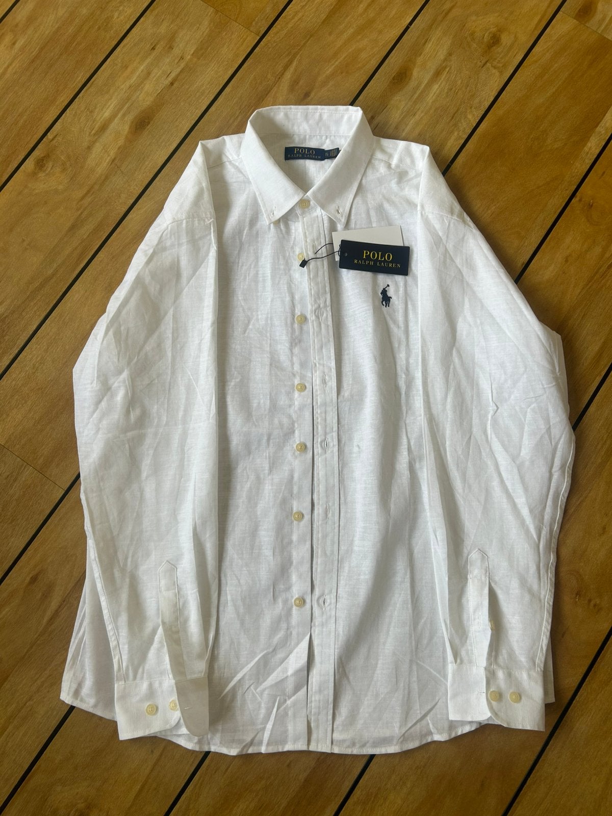 Ralph lauren linnen overhemd, Ophalen of Verzenden, Nieuw, Wit, Halswijdte 41/42 (L)
