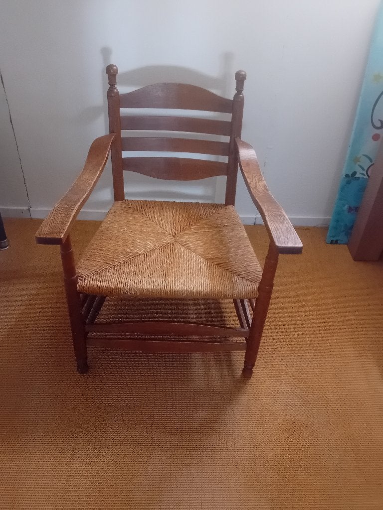 rieten stoel, Huis en Inrichting, Stoelen, Ophalen, Gebruikt, Bruin, Eén
