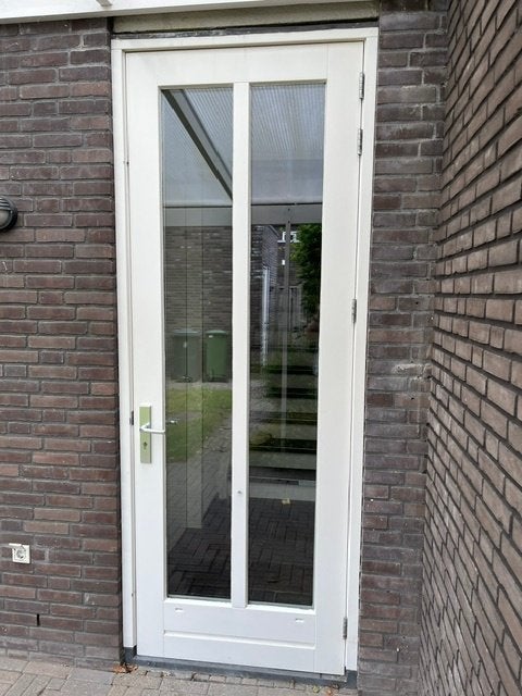 Houten buitendeur incl. kozijn, dubbel glas ca. 257 x 103 cm, Gebruikt, 215 cm of meer, Buitendeur, Hout