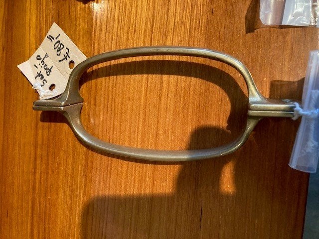 Mooie serie koperen (schuif-) deurgrepen "Haags model", 30e, Vintage, Gebruikt, Ophalen of Verzenden, Goud