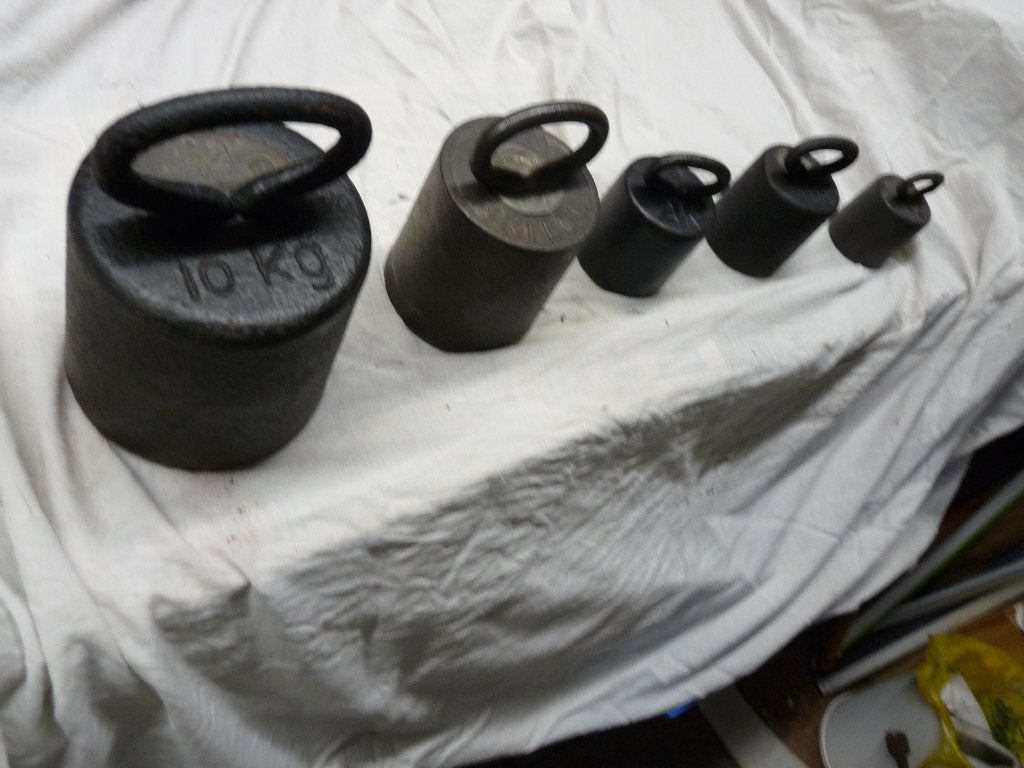 Set gewichten totaal 20 kilo, Antiek en Kunst, Antiek | Gereedschap en Instrumenten, Ophalen of Verzenden