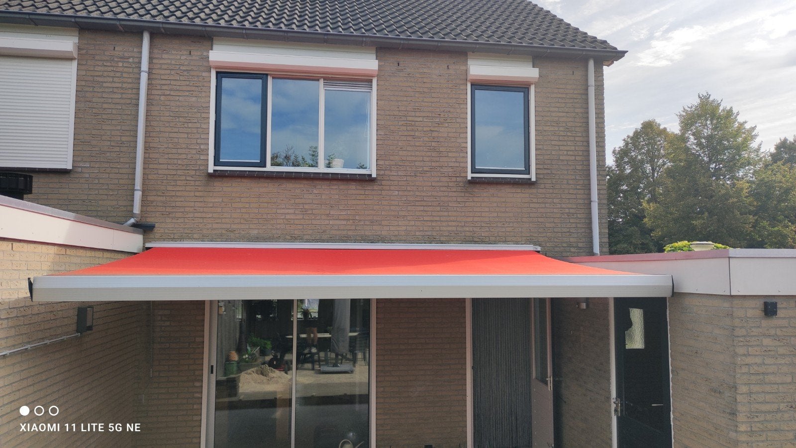 Zonnescherm rood, handmatig bediend, 470x315 cm, Ophalen