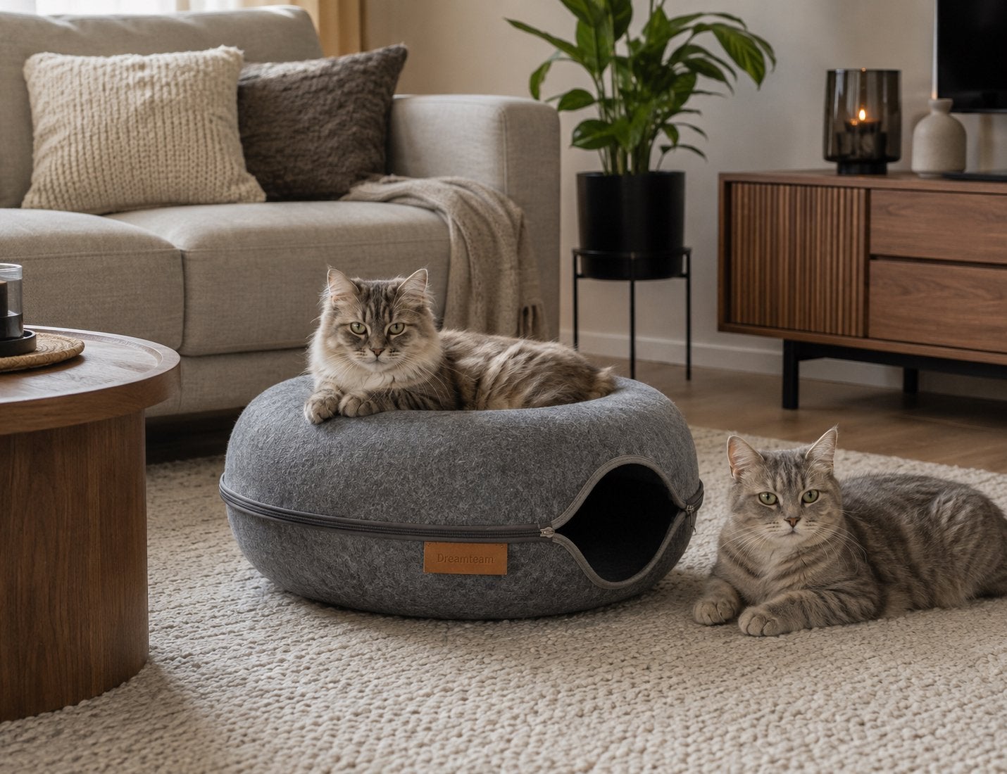 Katten tunnel donut mand | zo goed als nieuw | grijs, Ophalen of Verzenden, Zo goed als nieuw, Vilt