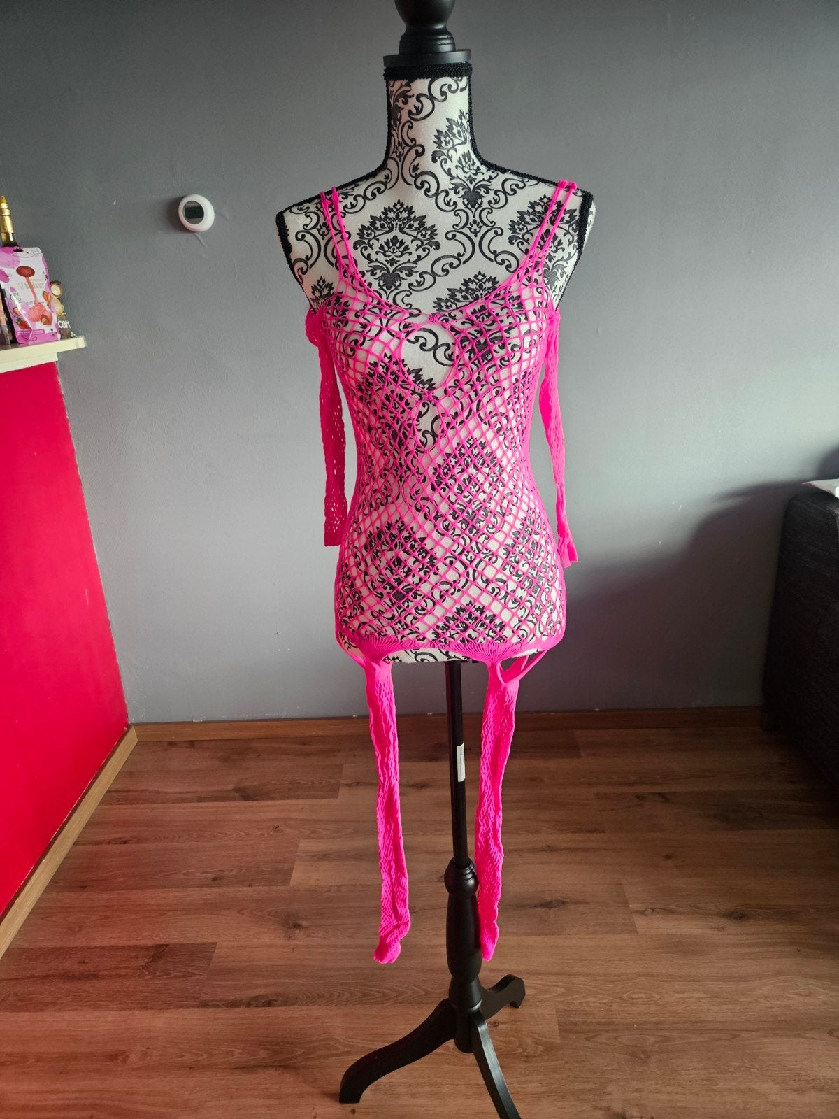 Neonroze fishnet bodystocking - Rave Lingerie - Nieuw, Kleding | Dames, Ophalen of Verzenden