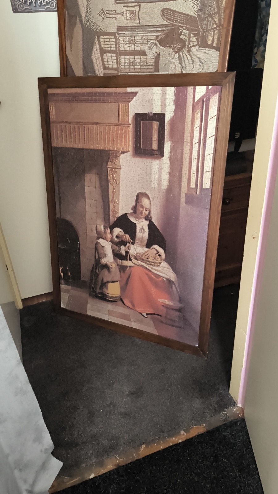 Ingelijste puzzel: De Kantwerkster van Vermeer, Ophalen of Verzenden