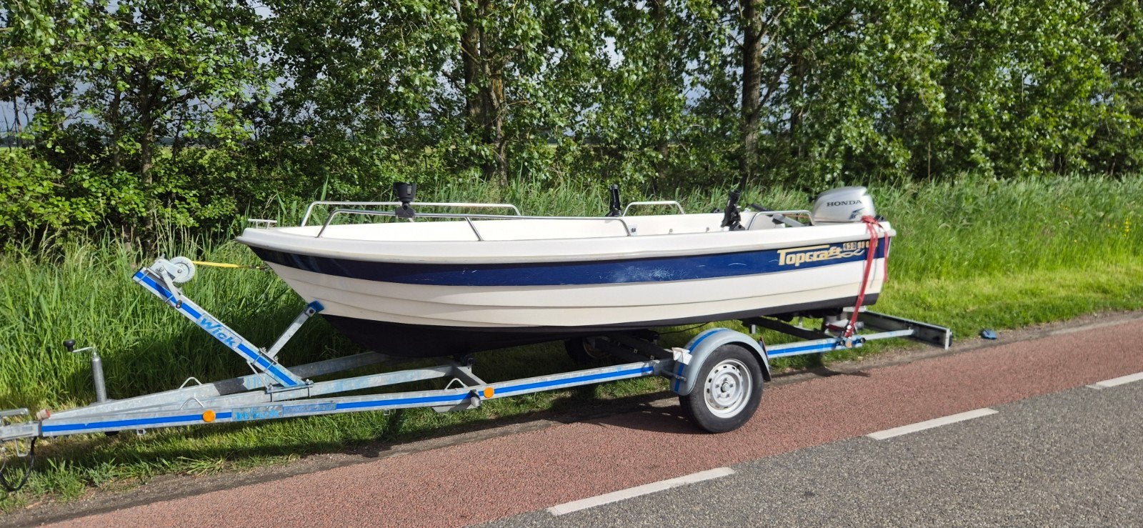 Topcraft 430 met Honda 8 PK en trailer. Direct inzetbaar!, 8 pk, Gebruikt, Tot 10 pk, Onbekend