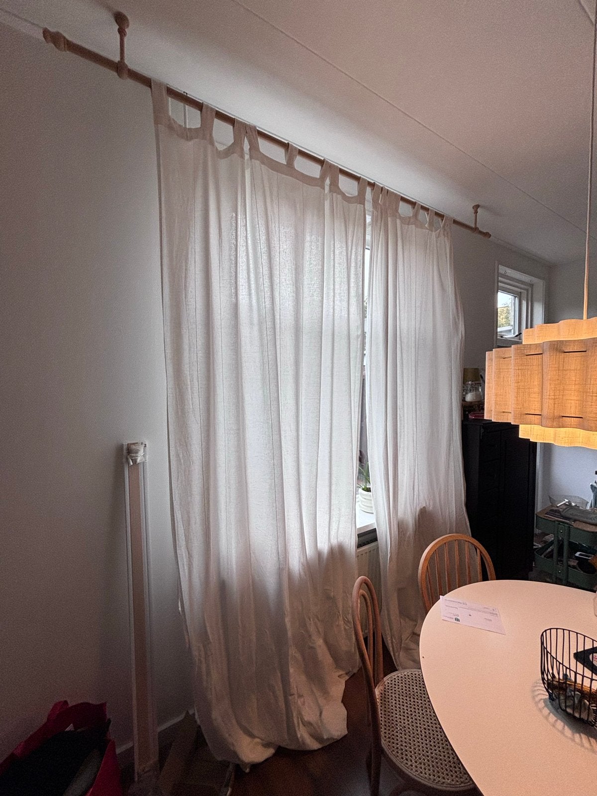 IKEA Lenda Gordijnen met Houten Roede - Wit, 140x300 cm, Ophalen, Wit, Gordijn, IKEA