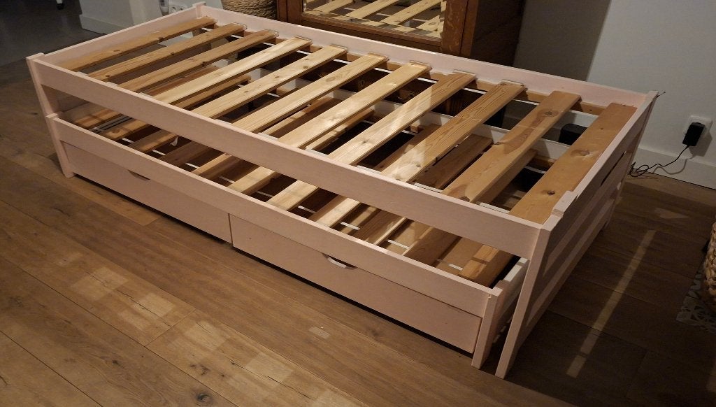 Uitschuifbed Bed 90x200 met twee lades, Kinderen en Baby's, Ophalen, Gebruikt, 180 cm of meer, 85 tot 100 cm