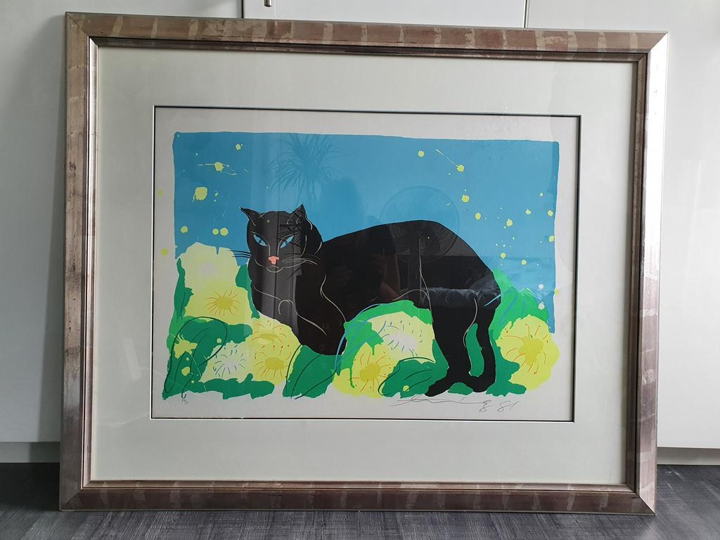 Walasse Ting Black Cat 1981 | A/P | gesigneerde litho, Antiek en Kunst, Kunst | Litho's en Zeefdrukken, Ophalen
