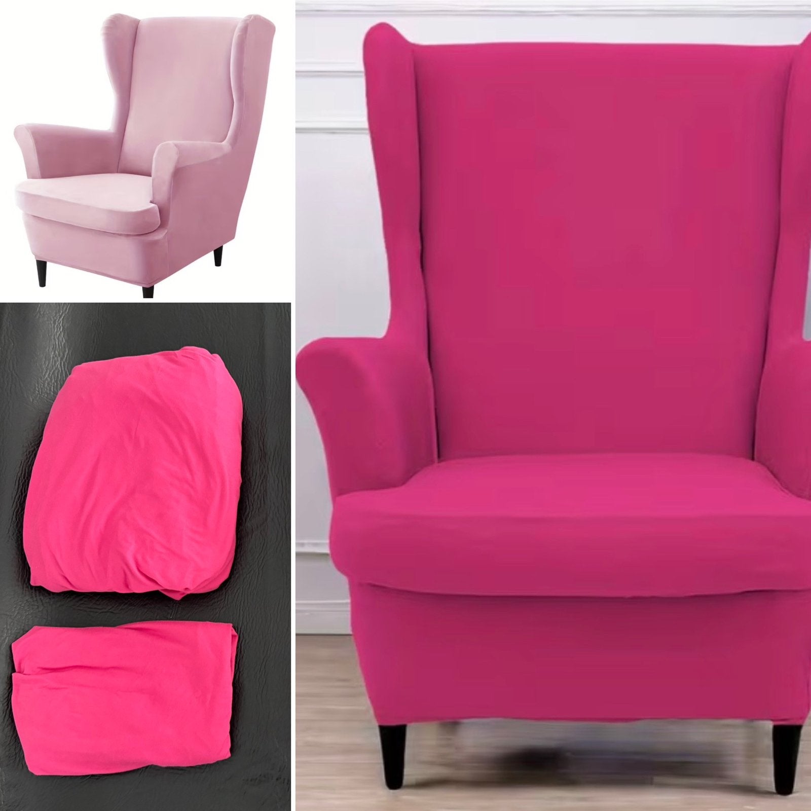 Nieuw set van 2 fuchsia stoelhoezen voor fauteuil, Ophalen of Verzenden, Zo goed als nieuw, Roze, Textiel