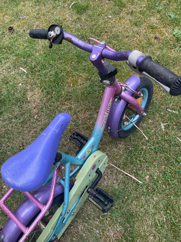 Corvino meisjesfiets 12 inch – paars/roze/blauw/groen, Ophalen, Terugtraprem, Gebruikt, Corvino