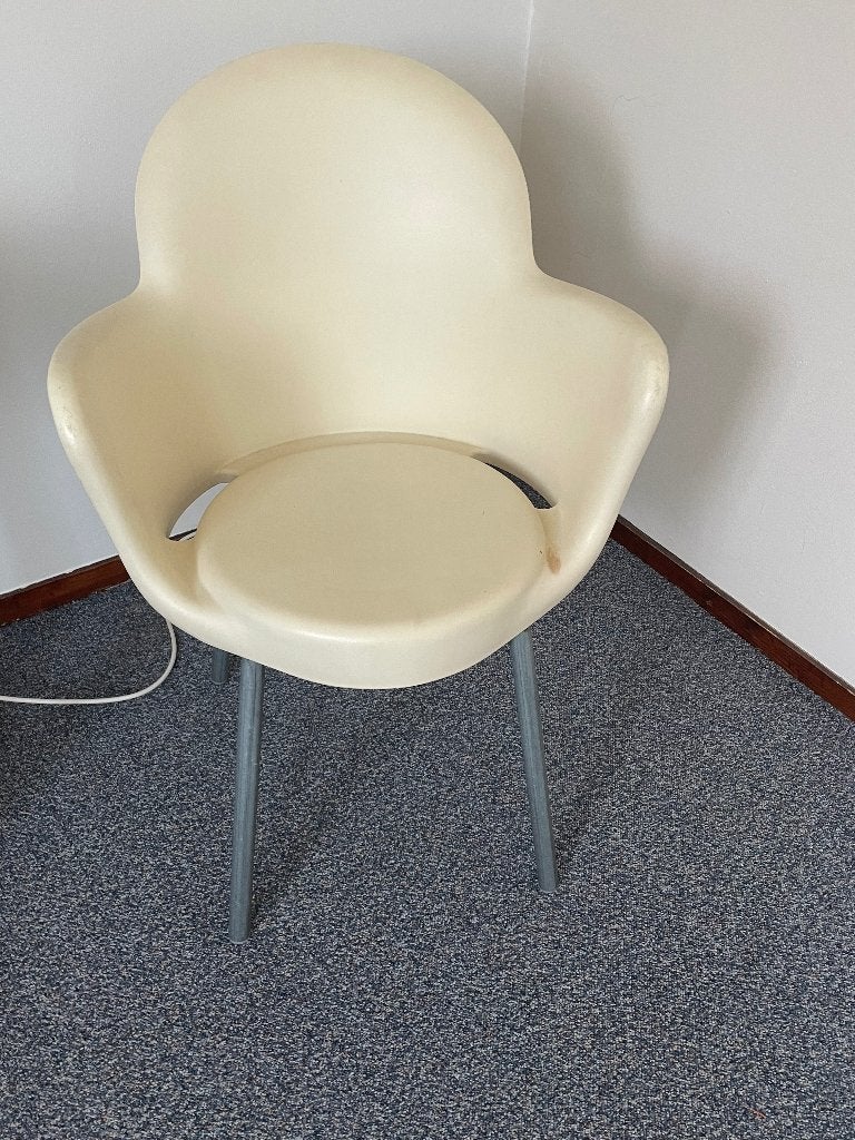 Vintage stoel - Crèmekleurig met metalen poten, Ophalen, Overige kleuren, Vintage, Retro, Eén