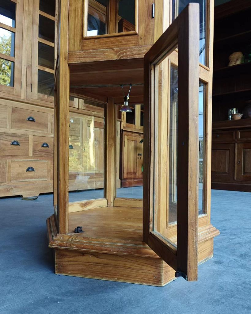 Vitrinekast | Hexagon | Display | Winkelkast | Vitrine #2177, Niet ingevuld, Niet ingevuld, Teakhout, 150 tot 200 cm