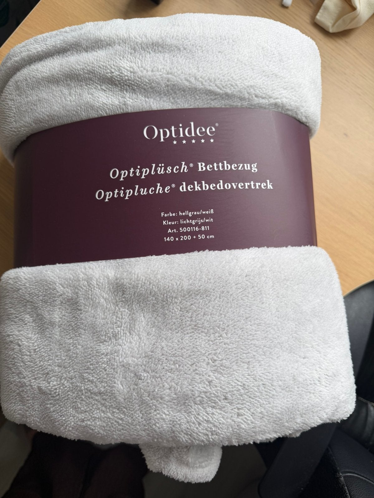 Optidee Optipluche dekbedovertrek 140x200 lichtgrijs/wit, Eenpersoons, Wit, Dekbedovertrek, Nieuw